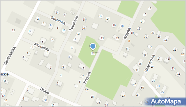 Białobrzegi, Krzywa, 11, mapa Białobrzegi