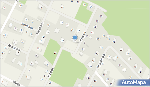 Białobrzegi, Krzywa, 15a, mapa Białobrzegi