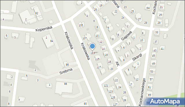 Białobrzegi, Krakowska, 113, mapa Białobrzegi