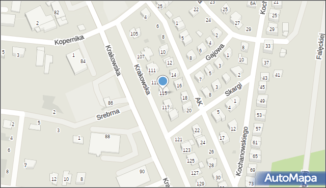 Białobrzegi, Krakowska, 115, mapa Białobrzegi