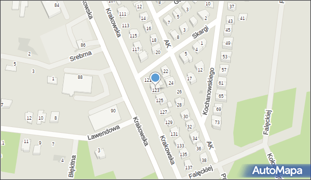 Białobrzegi, Krakowska, 123, mapa Białobrzegi