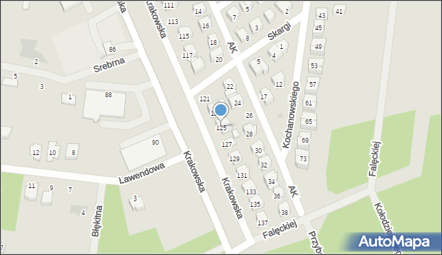 Białobrzegi, Krakowska, 125, mapa Białobrzegi