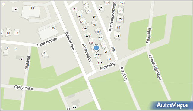 Białobrzegi, Krakowska, 135, mapa Białobrzegi