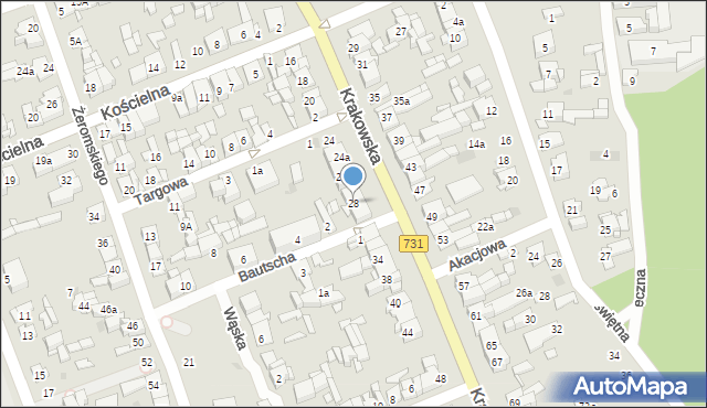 Białobrzegi, Krakowska, 28, mapa Białobrzegi