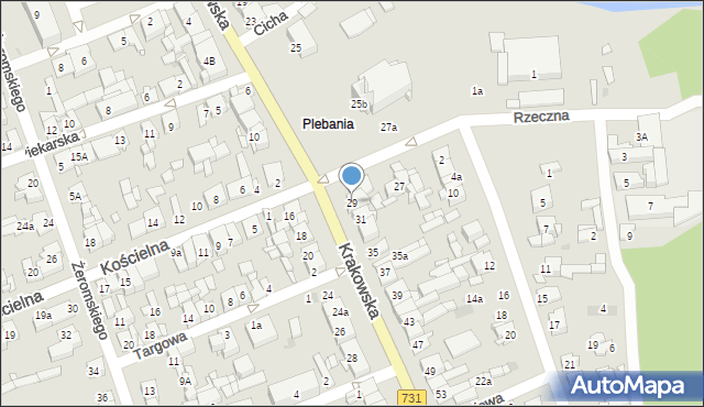 Białobrzegi, Krakowska, 29, mapa Białobrzegi