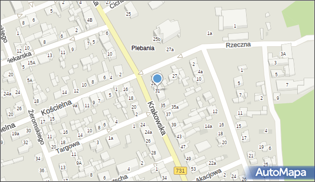 Białobrzegi, Krakowska, 31, mapa Białobrzegi