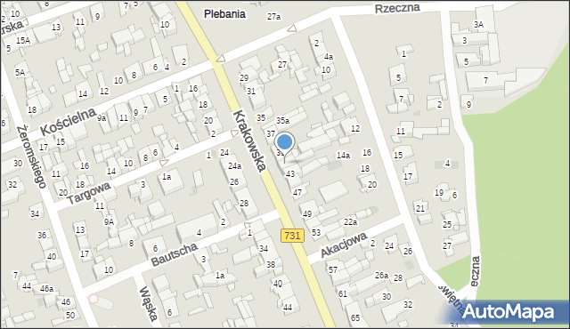 Białobrzegi, Krakowska, 41, mapa Białobrzegi