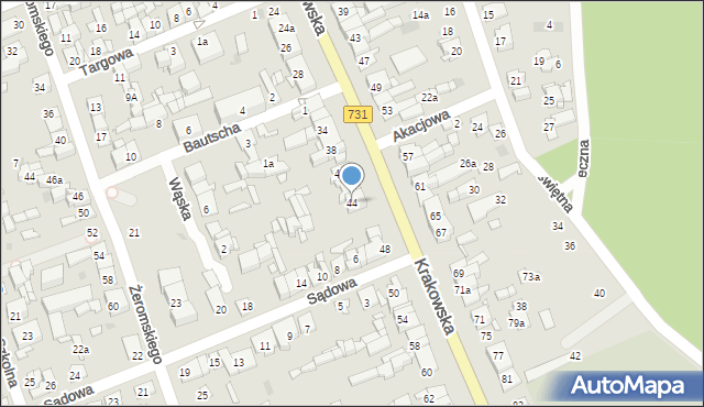 Białobrzegi, Krakowska, 44, mapa Białobrzegi