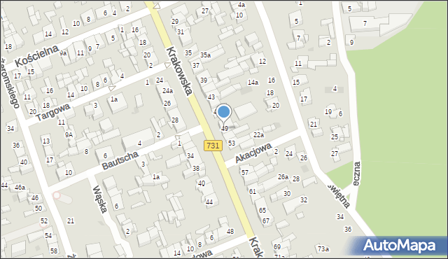 Białobrzegi, Krakowska, 49, mapa Białobrzegi