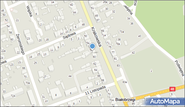 Białobrzegi, Krakowska, 58A, mapa Białobrzegi