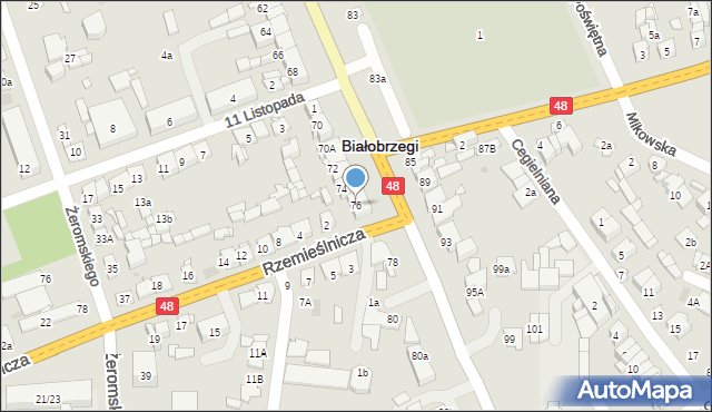 Białobrzegi, Krakowska, 76, mapa Białobrzegi