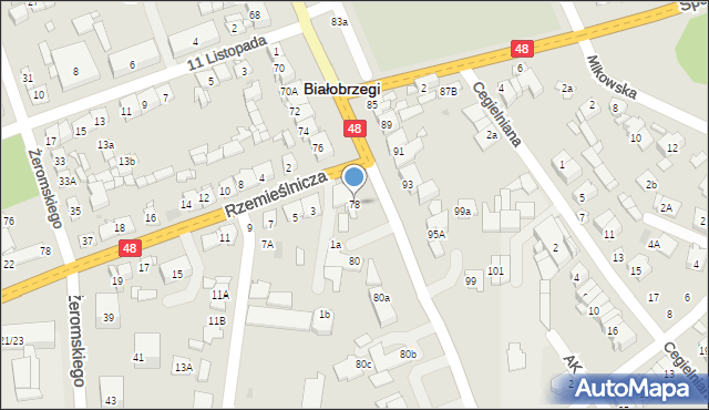 Białobrzegi, Krakowska, 78, mapa Białobrzegi