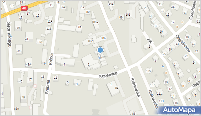 Białobrzegi, Krakowska, 82, mapa Białobrzegi