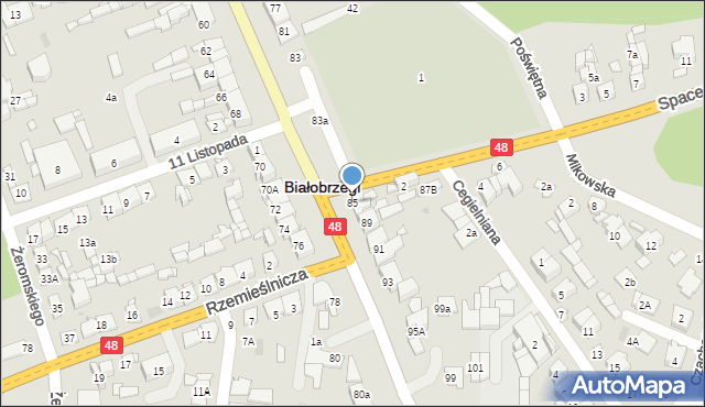 Białobrzegi, Krakowska, 85, mapa Białobrzegi