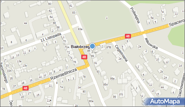 Białobrzegi, Krakowska, 87A, mapa Białobrzegi