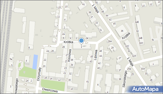 Białogard, Krótka, 1, mapa Białogard