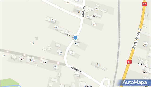 Biały Dunajec, Krajowe, 7B, mapa Biały Dunajec