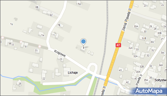 Biały Dunajec, Krajowe, 8, mapa Biały Dunajec