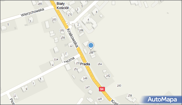 Biały Kościół, Krakowska, 166, mapa Biały Kościół
