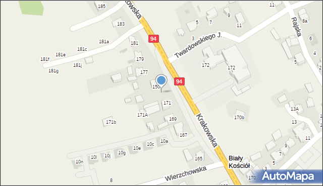 Biały Kościół, Krakowska, 173, mapa Biały Kościół