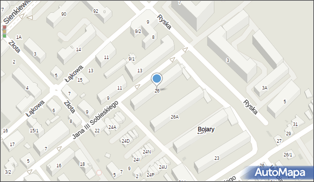 Białystok, Króla Jana III Sobieskiego, 26, mapa Białegostoku