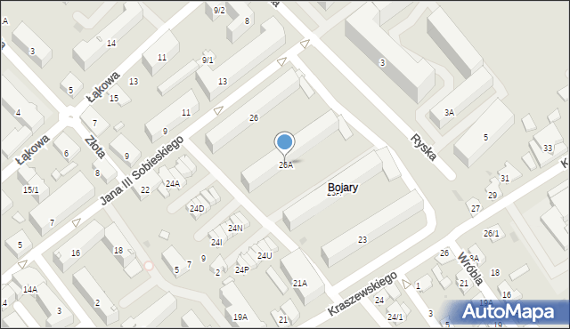 Białystok, Króla Jana III Sobieskiego, 26A, mapa Białegostoku