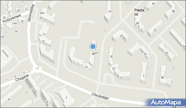 Białystok, Króla Bolesława Chrobrego, 1B, mapa Białegostoku