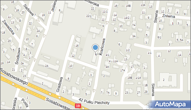 Białystok, Krańcowa, 5, mapa Białegostoku