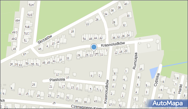 Białystok, Krasnoludków, 19, mapa Białegostoku