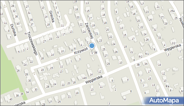 Białystok, Krzywoń Anieli, 1, mapa Białegostoku