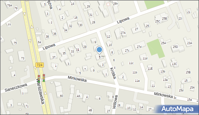 Bielawa, Krótka, 5, mapa Bielawa