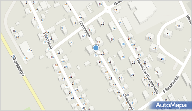 Bielawa, Króla Bolesława Chrobrego, 14, mapa Bielawa