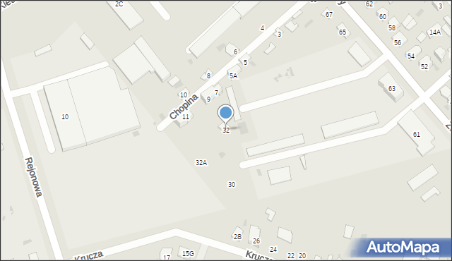 Bielsk Podlaski, Krucza, 32, mapa Bielsk Podlaski