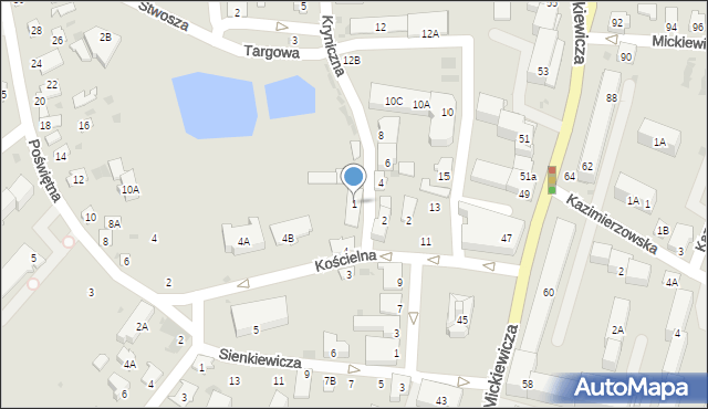 Bielsk Podlaski, Kryniczna, 1, mapa Bielsk Podlaski