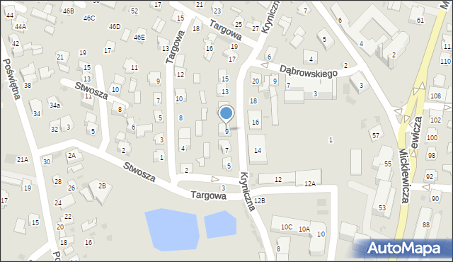 Bielsk Podlaski, Kryniczna, 9, mapa Bielsk Podlaski
