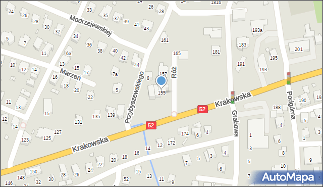 Bielsko-Biała, Krakowska, 155, mapa Bielsko-Białej