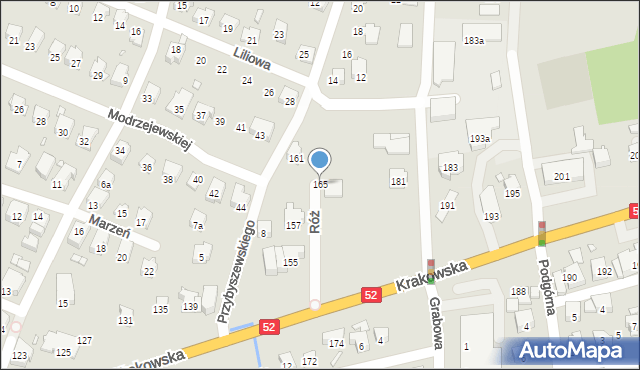 Bielsko-Biała, Krakowska, 165, mapa Bielsko-Białej