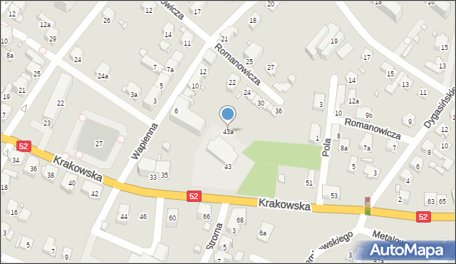 Bielsko-Biała, Krakowska, 43a, mapa Bielsko-Białej