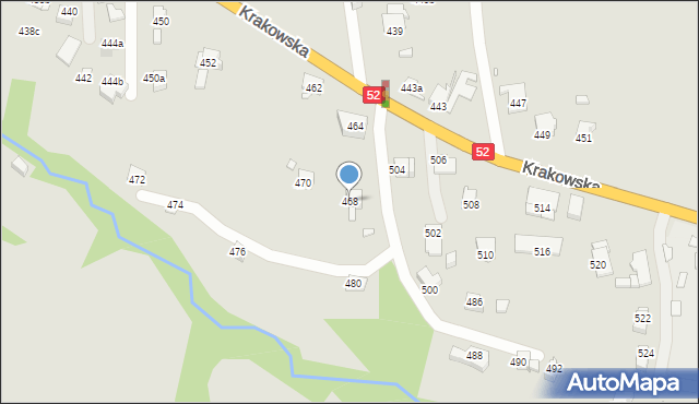 Bielsko-Biała, Krakowska, 468, mapa Bielsko-Białej