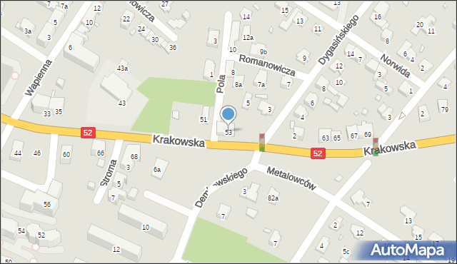 Bielsko-Biała, Krakowska, 53, mapa Bielsko-Białej