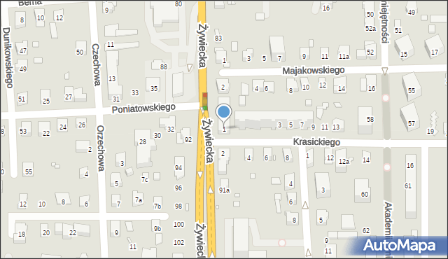 Bielsko-Biała, Krasickiego Ignacego, bp., 1, mapa Bielsko-Białej