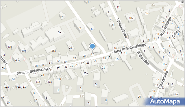 Bielsko-Biała, Króla Jana III Sobieskiego, 22, mapa Bielsko-Białej