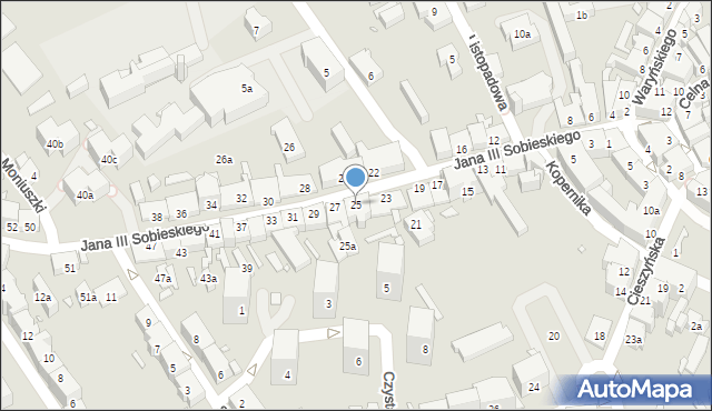 Bielsko-Biała, Króla Jana III Sobieskiego, 25, mapa Bielsko-Białej