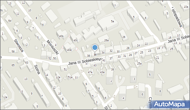 Bielsko-Biała, Króla Jana III Sobieskiego, 36, mapa Bielsko-Białej