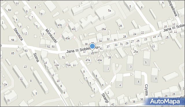 Bielsko-Biała, Króla Jana III Sobieskiego, 43, mapa Bielsko-Białej