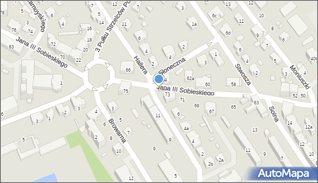 Bielsko-Biała, Króla Jana III Sobieskiego, 64a, mapa Bielsko-Białej