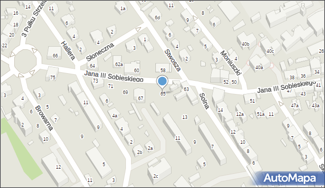 Bielsko-Biała, Króla Jana III Sobieskiego, 65, mapa Bielsko-Białej