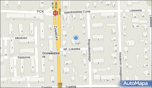 Bielsko-Biała, Króla Władysława Łokietka, 3, mapa Bielsko-Białej