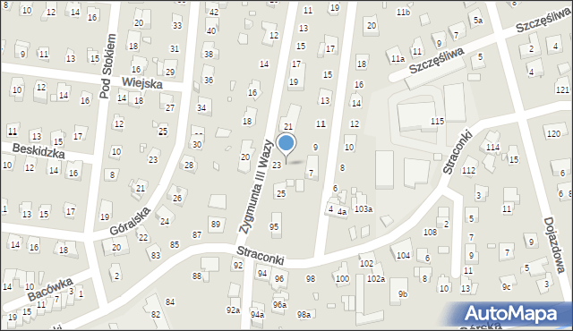 Bielsko-Biała, Króla Zygmunta III Wazy, 23a, mapa Bielsko-Białej