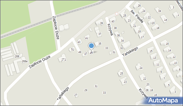 Bielsko-Biała, Krzywa, 45, mapa Bielsko-Białej